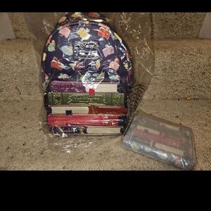 Loungefly Disney Princess Books Storybook Sidekicks Backpack And Wallet Nwt